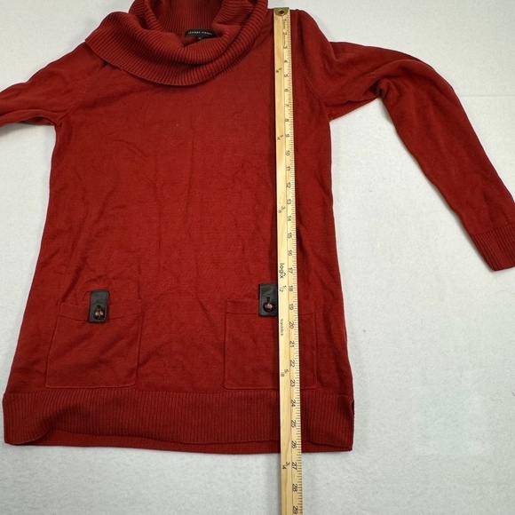 Jeanne Pierre Cowl Neck Sweater Womens SZ Small Orange Rust Long Sleeve Pockets - Picture 6 of 7